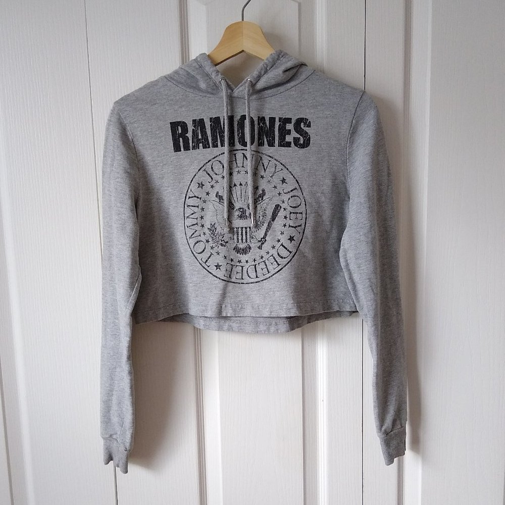 H&M DIVIDED Ramones Gray Cropped Hoodie